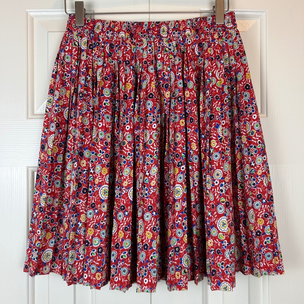 Vintage Esprit Red Floral Pleated Mini Skirt Size L